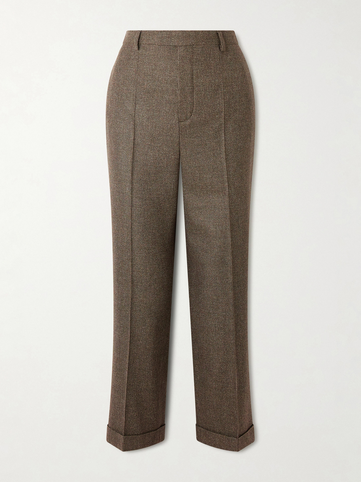 Loro Piana Louis Cropped Wool And Cashmere-blend Straight-leg Pants In Brown