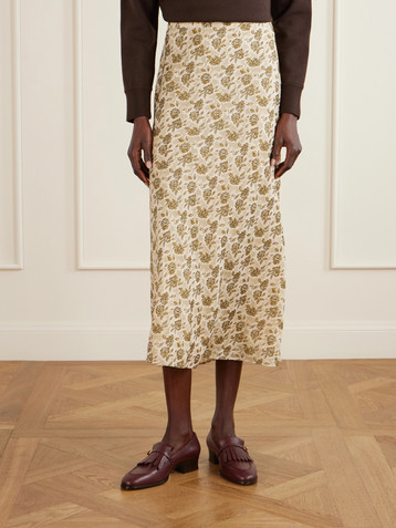 Loro Piana Simona fil coupé silk-jacquard midi skirt