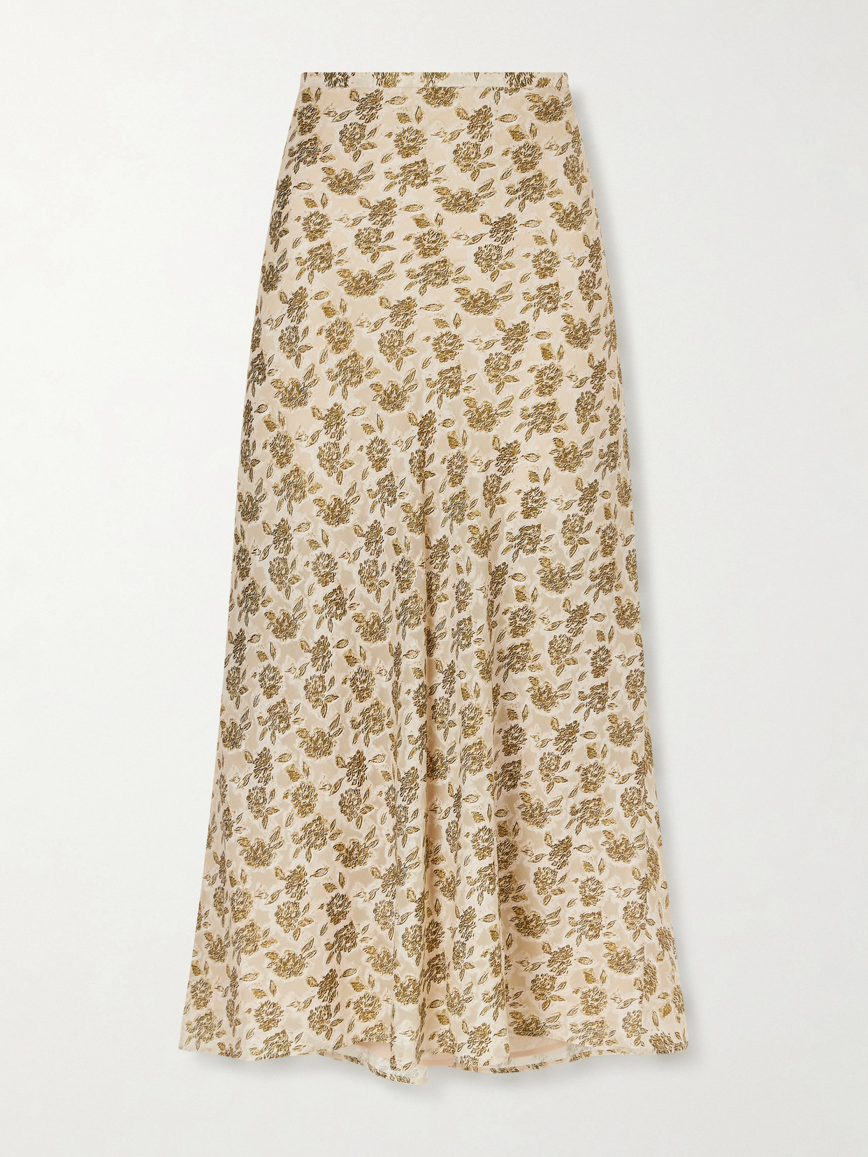 Loro Piana Simona Fil Coupé Silk-jacquard Midi Skirt In Neutral
