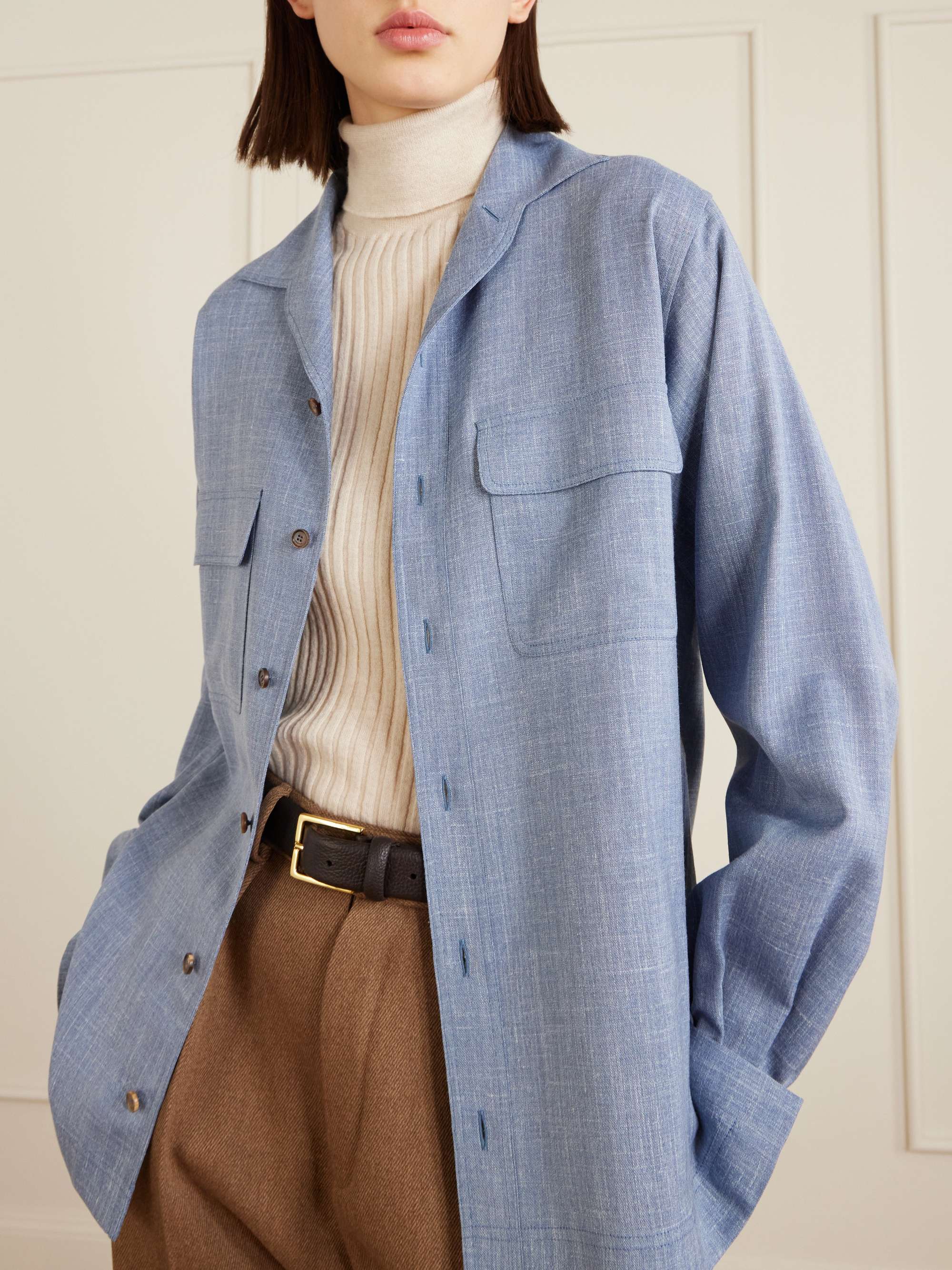 LORO PIANA Ida wool, silk and linen-blend shirt | NET-A-PORTER