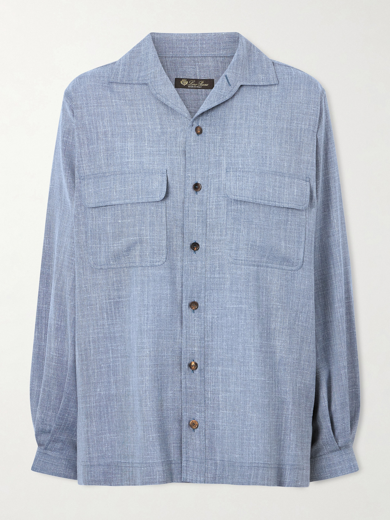 Loro Piana Ida Wool, Silk And Linen-blend Shirt In Blue