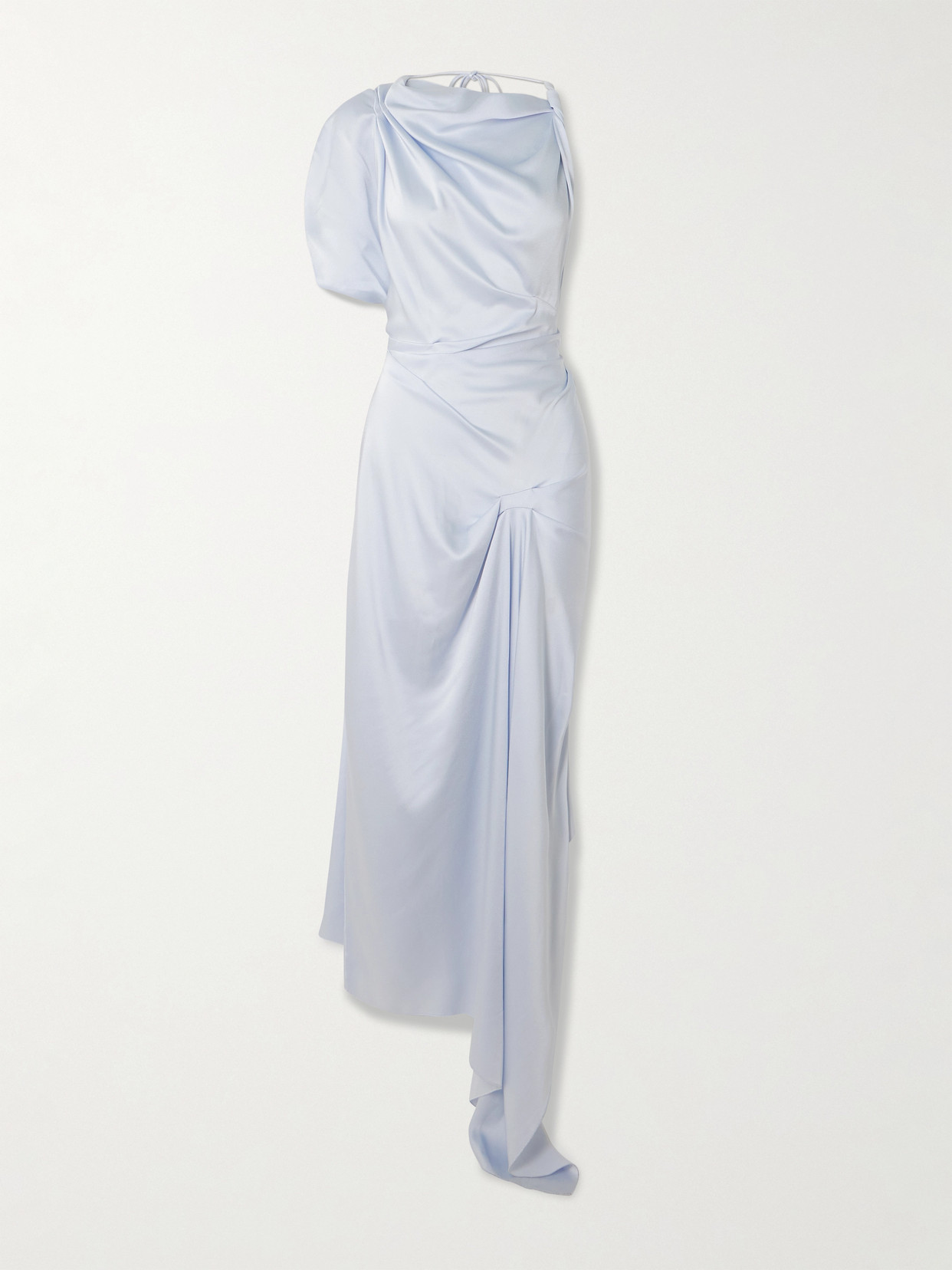 Victoria Beckham Asymmetric Draped Satin-crepe Midi Dress In Blue