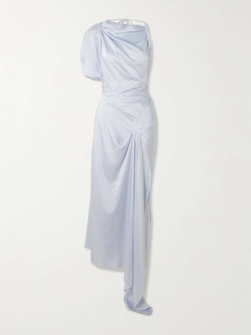 Victoria Beckham Asymmetric Draped Satin-crepe Midi Dress