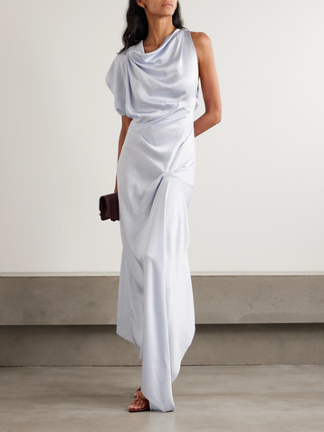 Victoria Beckham Asymmetric draped satin-crepe midi dress