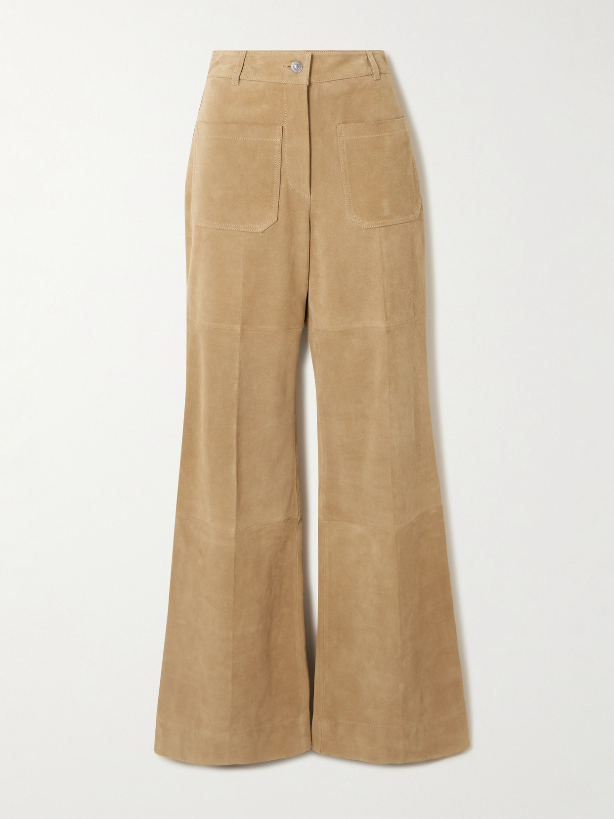 Victoria Beckham Alina Suede Flared Pants In Brown