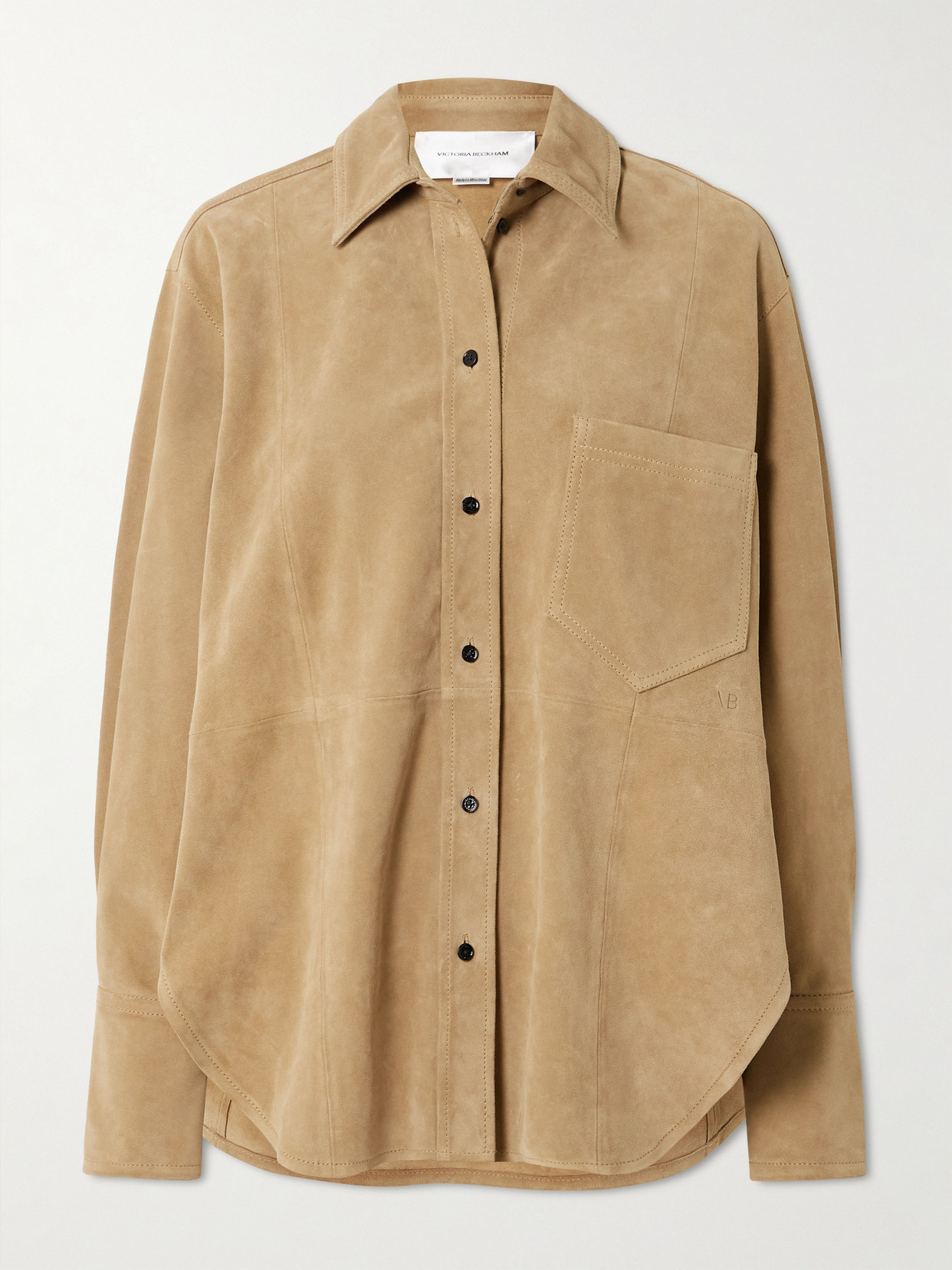 Victoria Beckham Suede Shirt In Brown