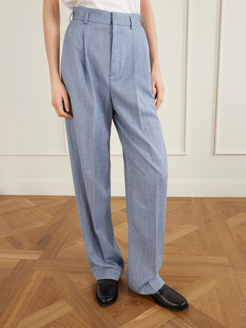 Loro Piana Hector pleated wool, silk and linen-blend wide-leg pants