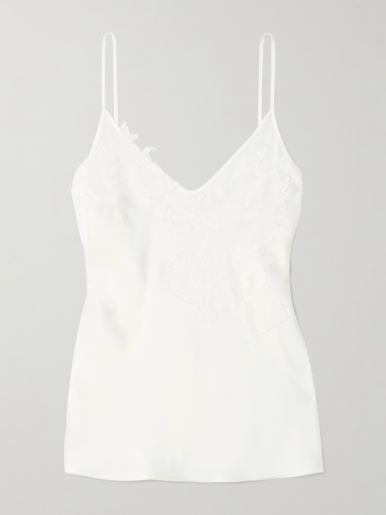 Victoria Beckham Lace-trimmed Satin-crepe Camisole In White