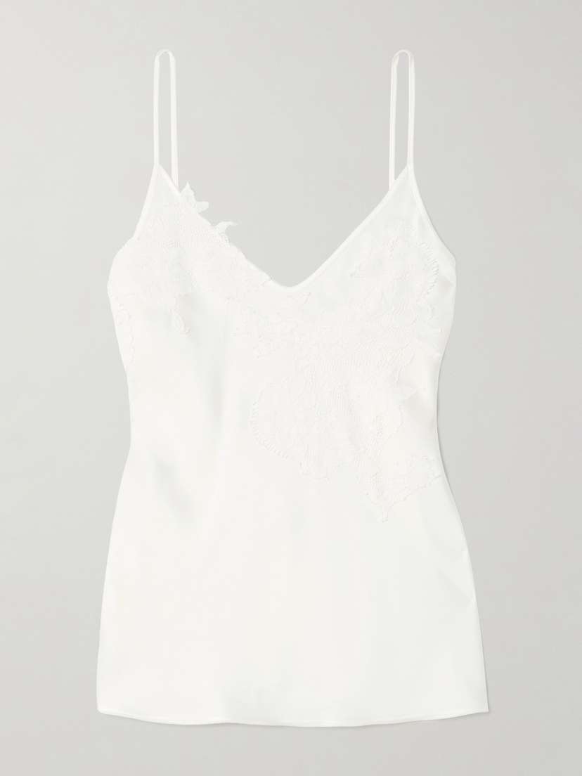 Victoria Beckham Lace-trimmed Satin-crepe Camisole