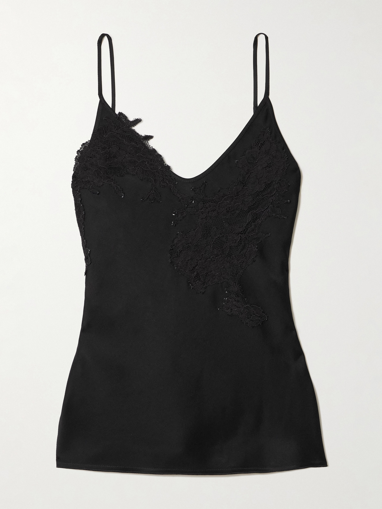 Victoria Beckham Lace-trimmed Satin-crepe Camisole In Black