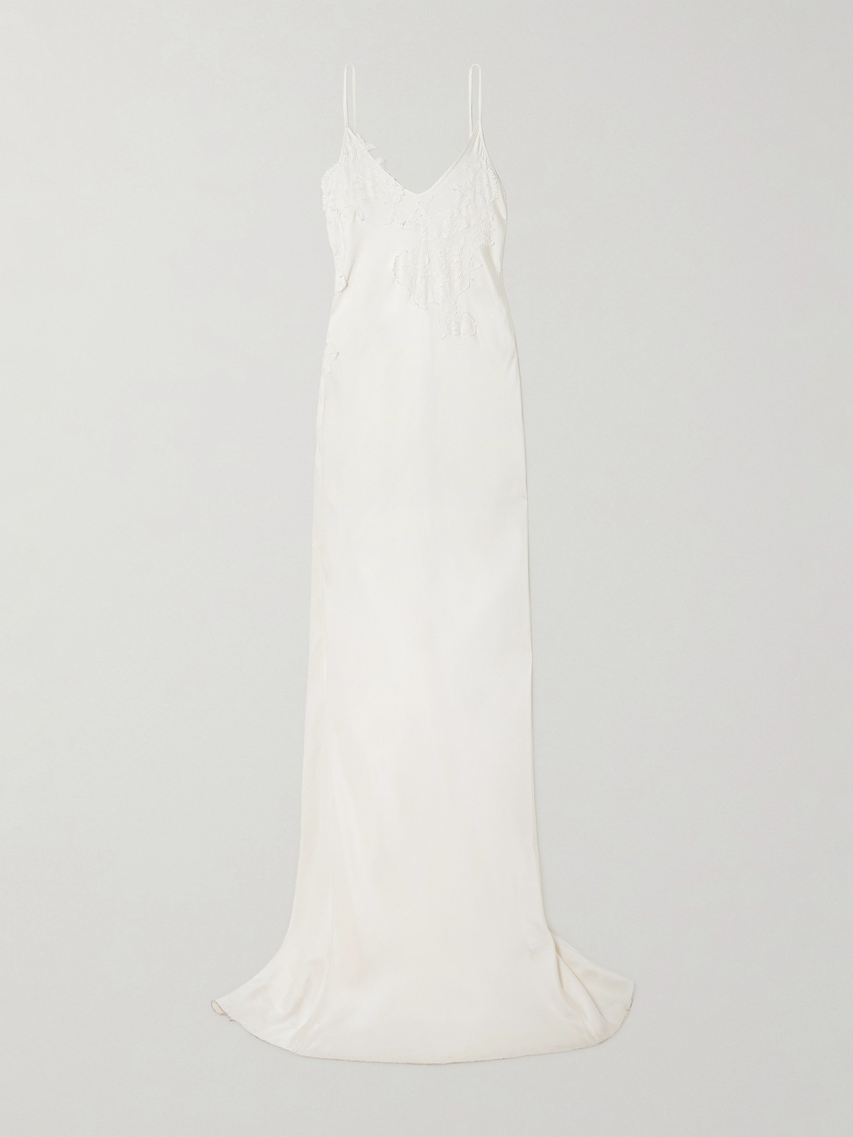 Victoria Beckham Lace-trimmed Satin-crepe Gown In White