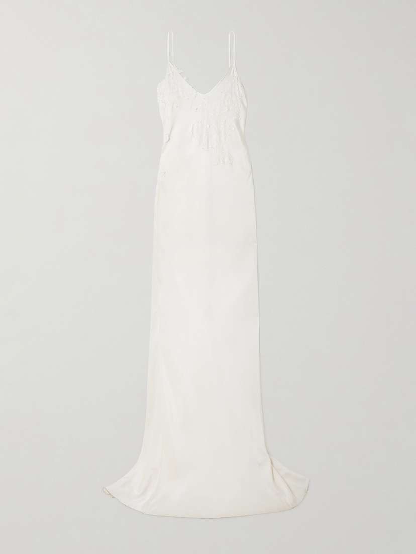 Victoria Beckham Lace-trimmed Satin-crepe Gown