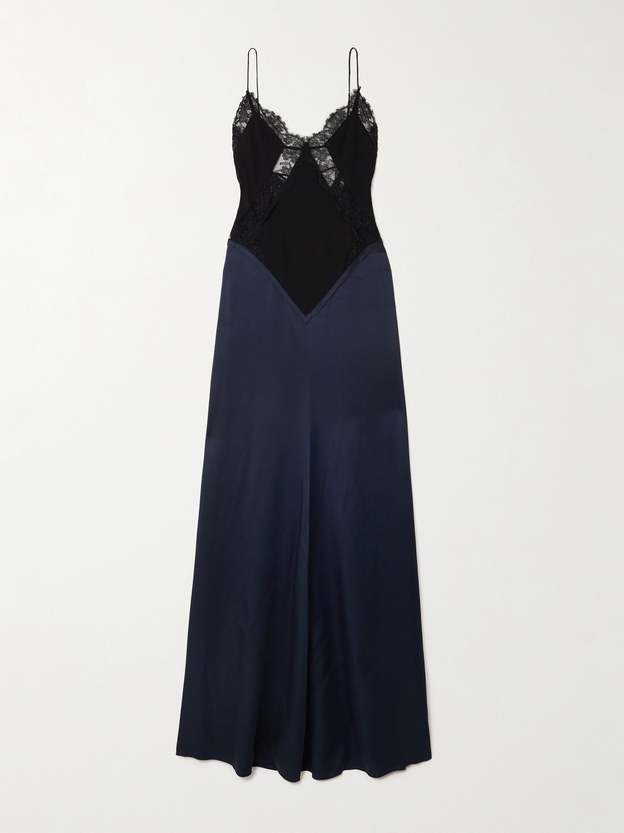 Victoria Beckham Lace-trimmed Crepe And Satin-crepe Gown In Blue
