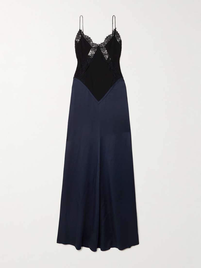 Victoria Beckham Lace-trimmed Crepe And Satin-crepe Gown