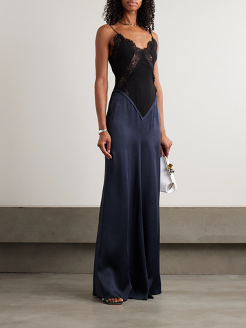 Victoria Beckham Lace-trimmed crepe and satin-crepe gown