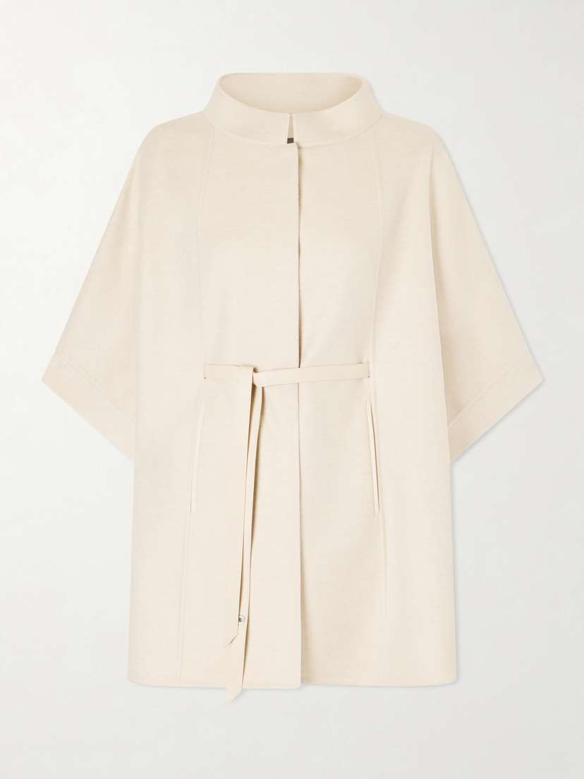 Loro Piana Belted Leather-trimmed Cashmere Cape