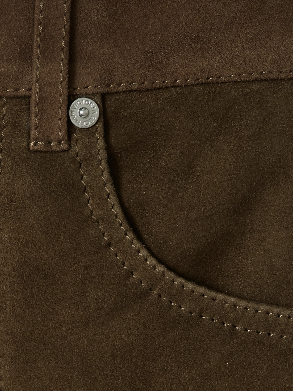 Victoria Beckham Paneled Suede Midi Skirt In Brown