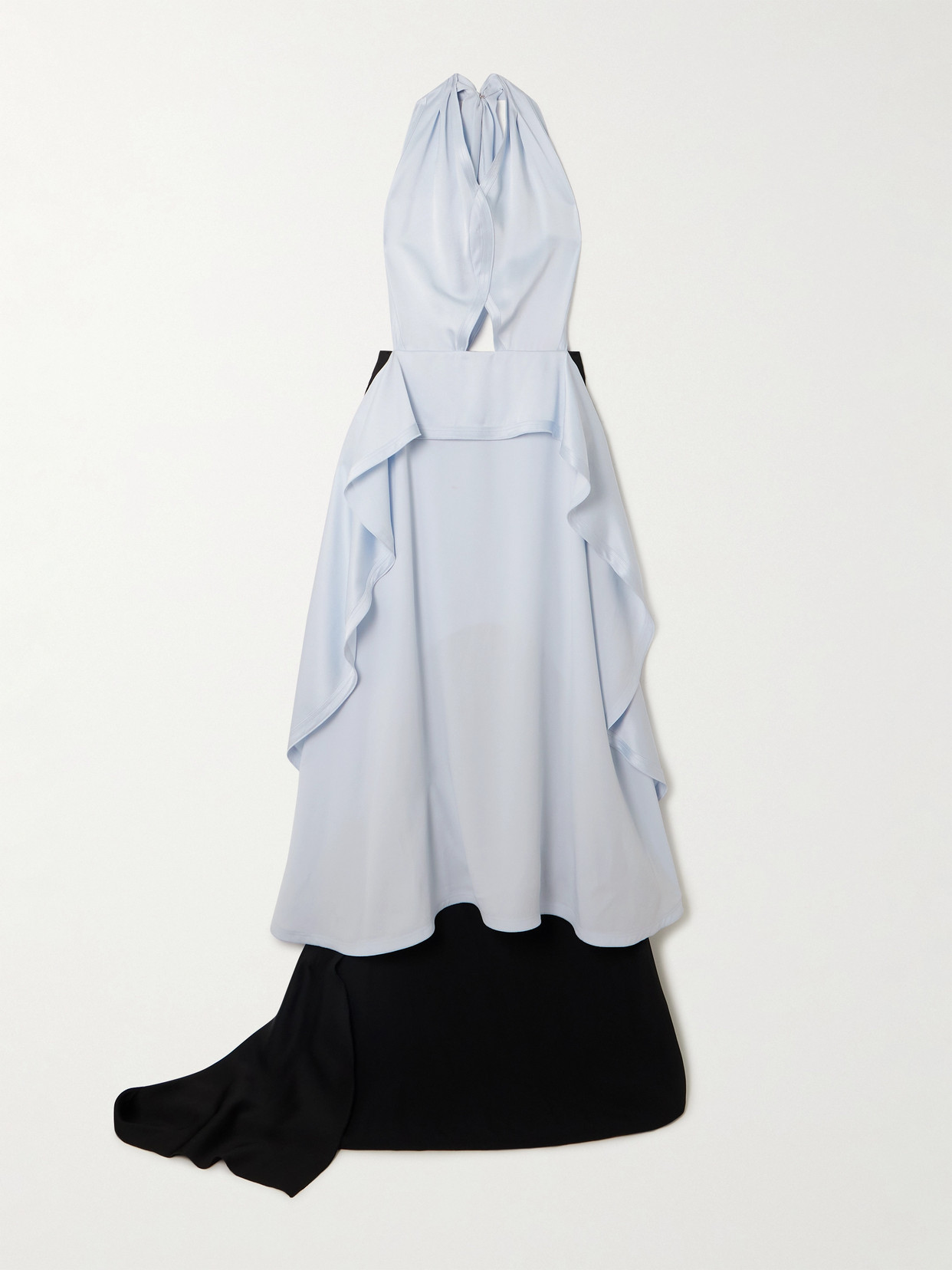 Victoria Beckham Draped Satin-crepe And Cady Halterneck Maxi Dress In Blue