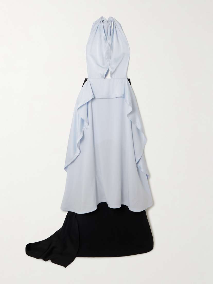 Victoria Beckham Draped Satin-crepe And Cady Halterneck Maxi Dress