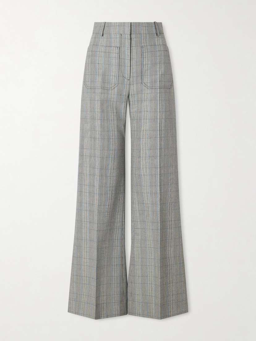 Victoria Beckham Alina Checked Wool Wide-leg Pants