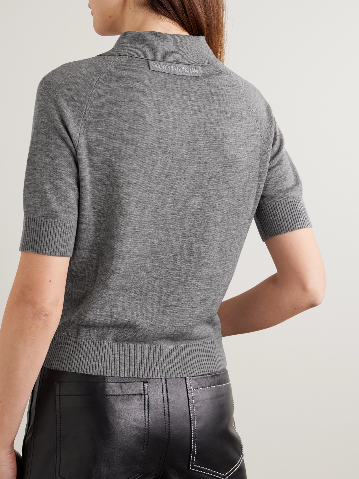 Victoria Beckham Polo Collar T-shirt Clothing In Gray