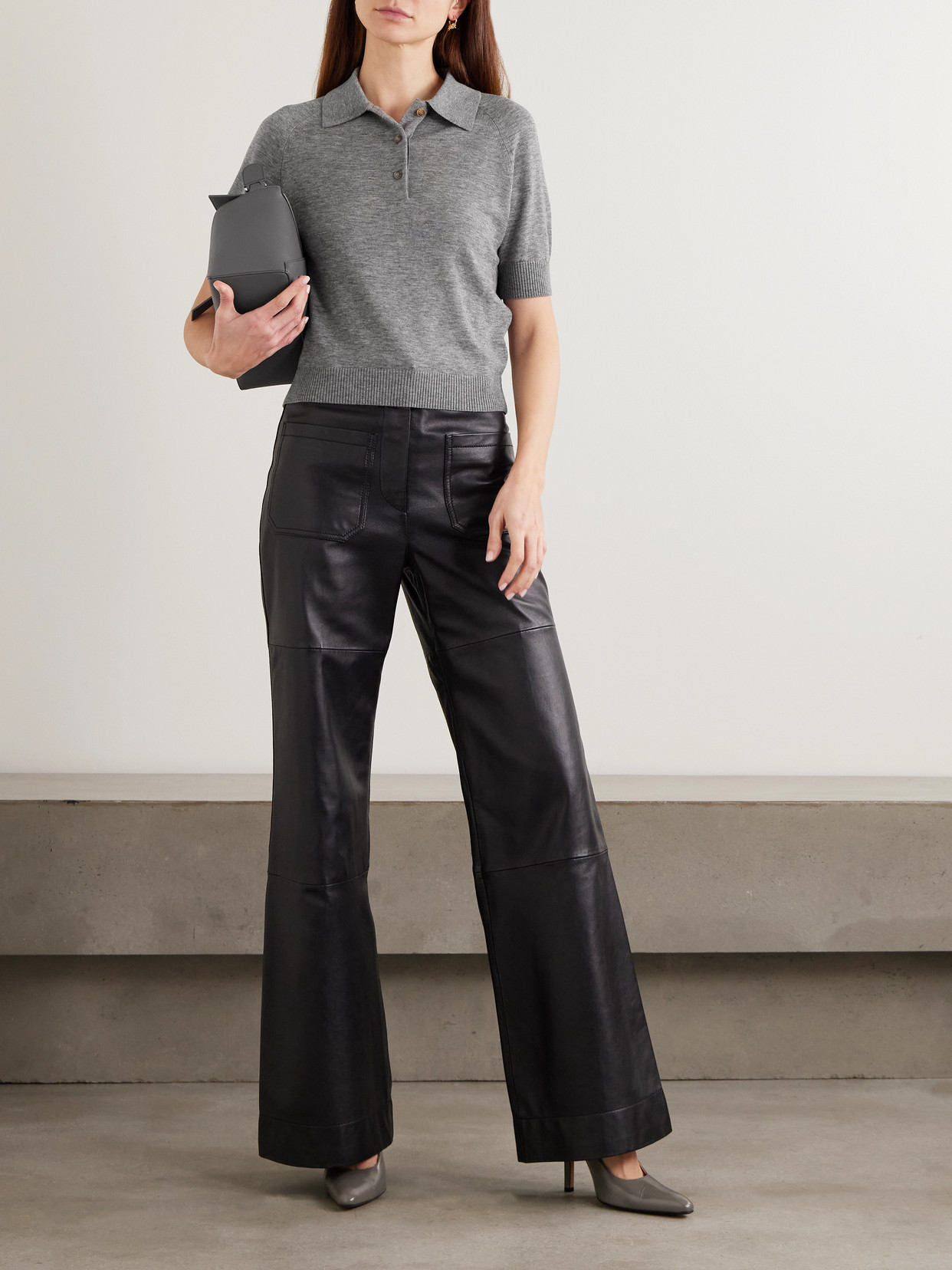 Victoria Beckham Polo Collar T-shirt Clothing In Gray