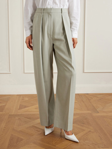 Victoria Beckham Pleated grain de poudre wide-leg pants