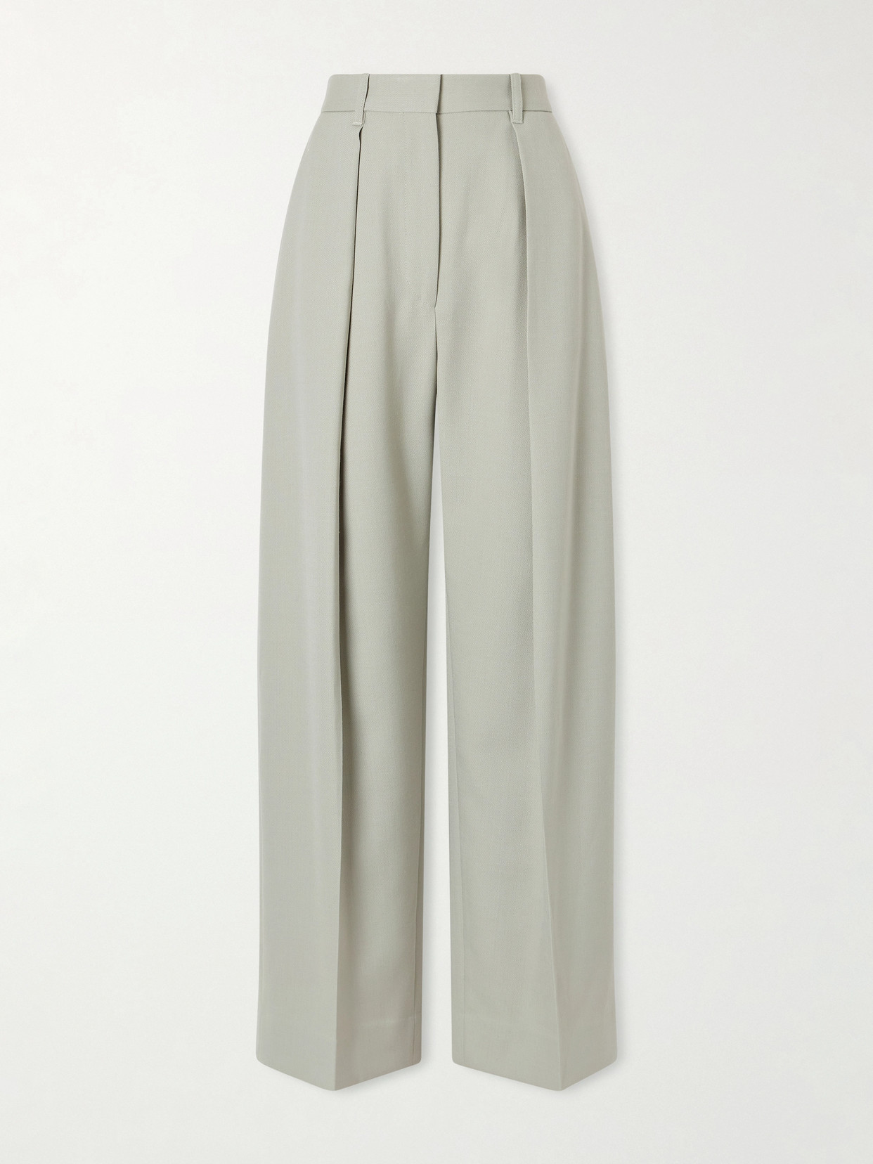 Victoria Beckham Pleated Grain De Poudre Wide-leg Pants In Gray