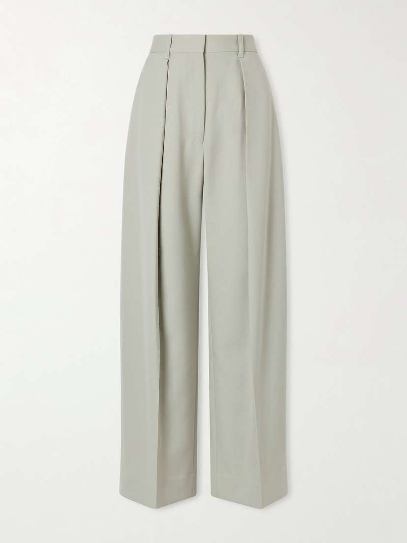 Victoria Beckham Pleated Grain De Poudre Wide-leg Pants