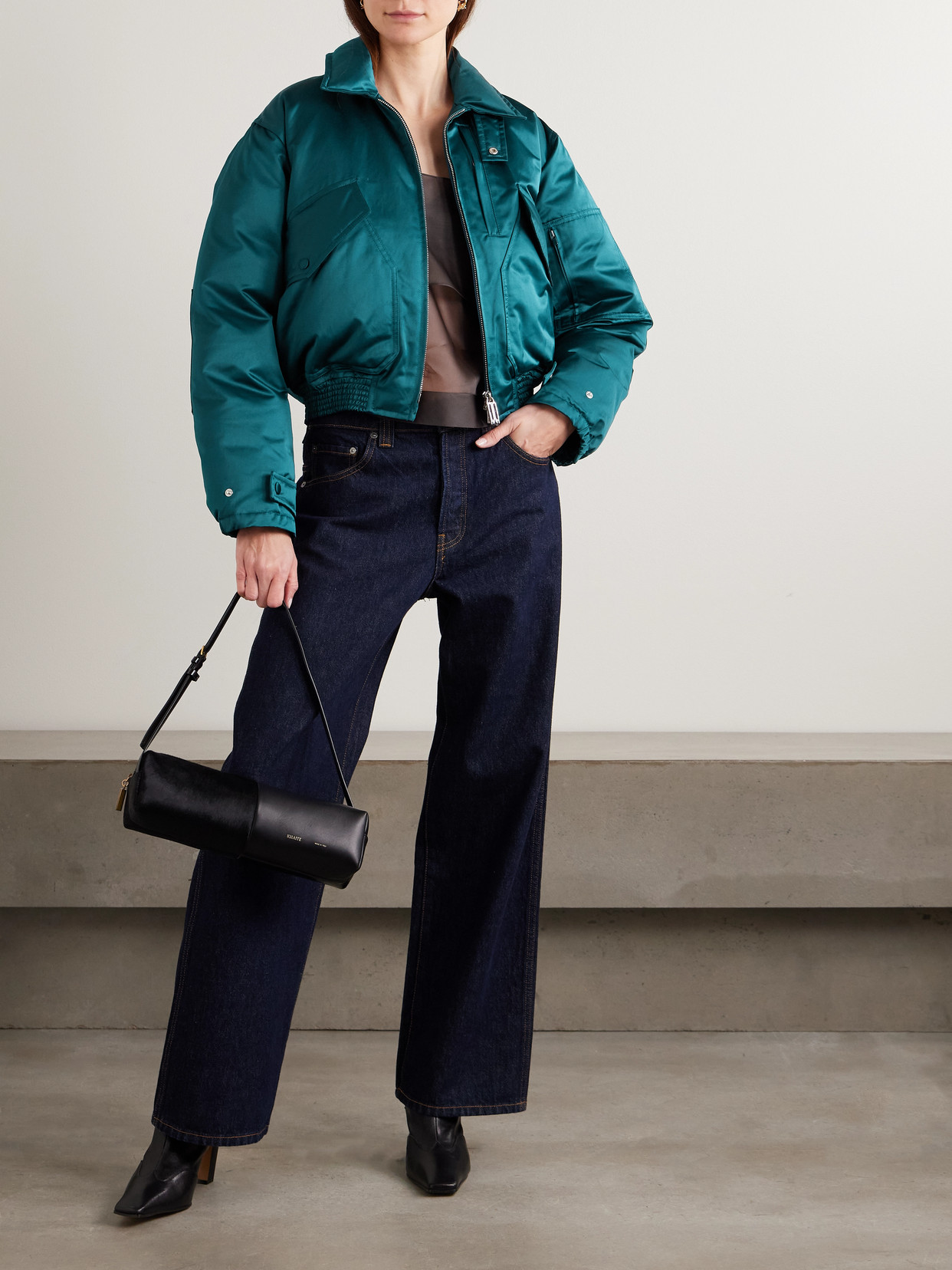 Padded Cotton-Blend Sateen Down Bomber Jacket