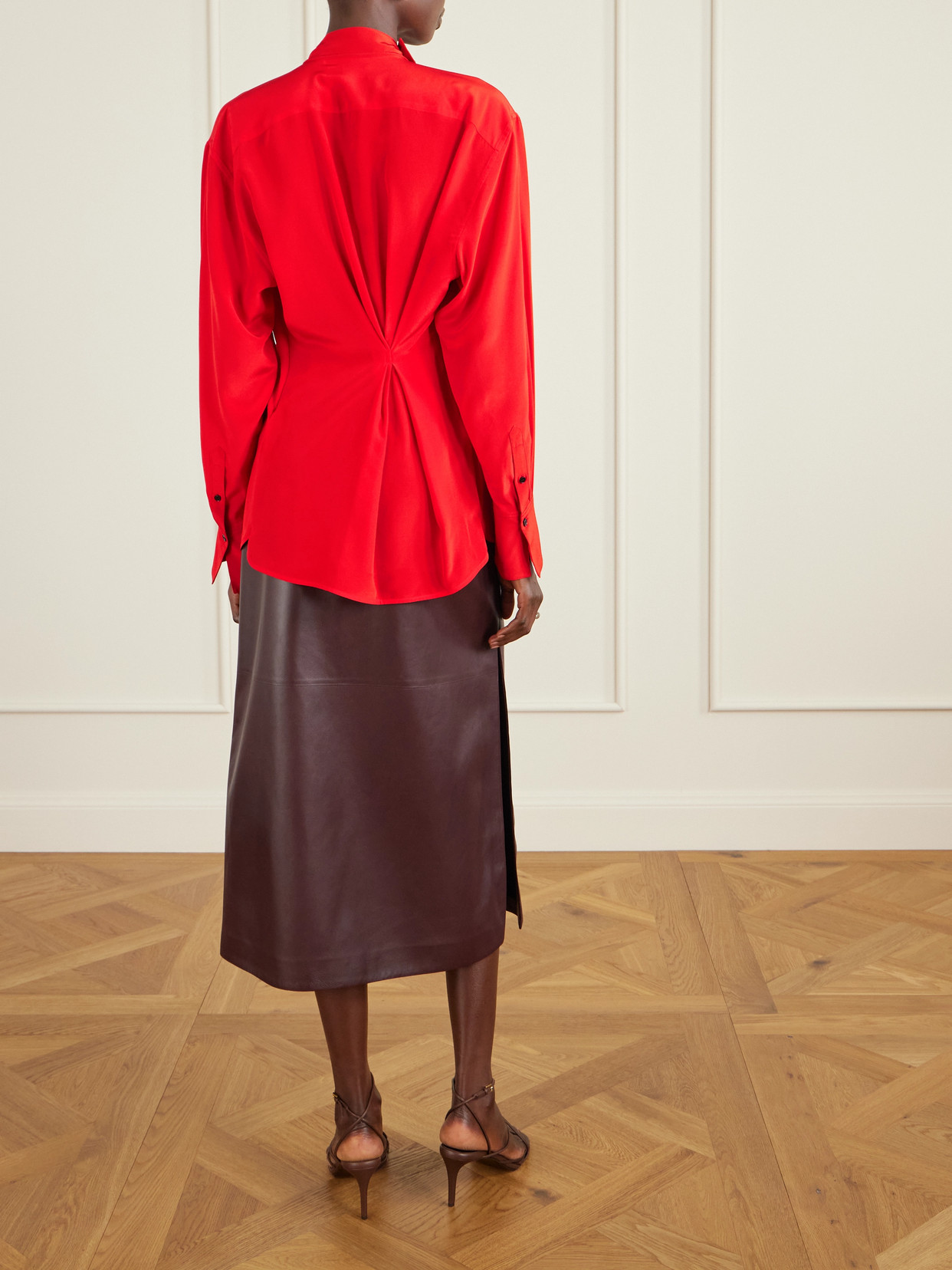 Victoria Beckham Draped Silk Blouse In Red