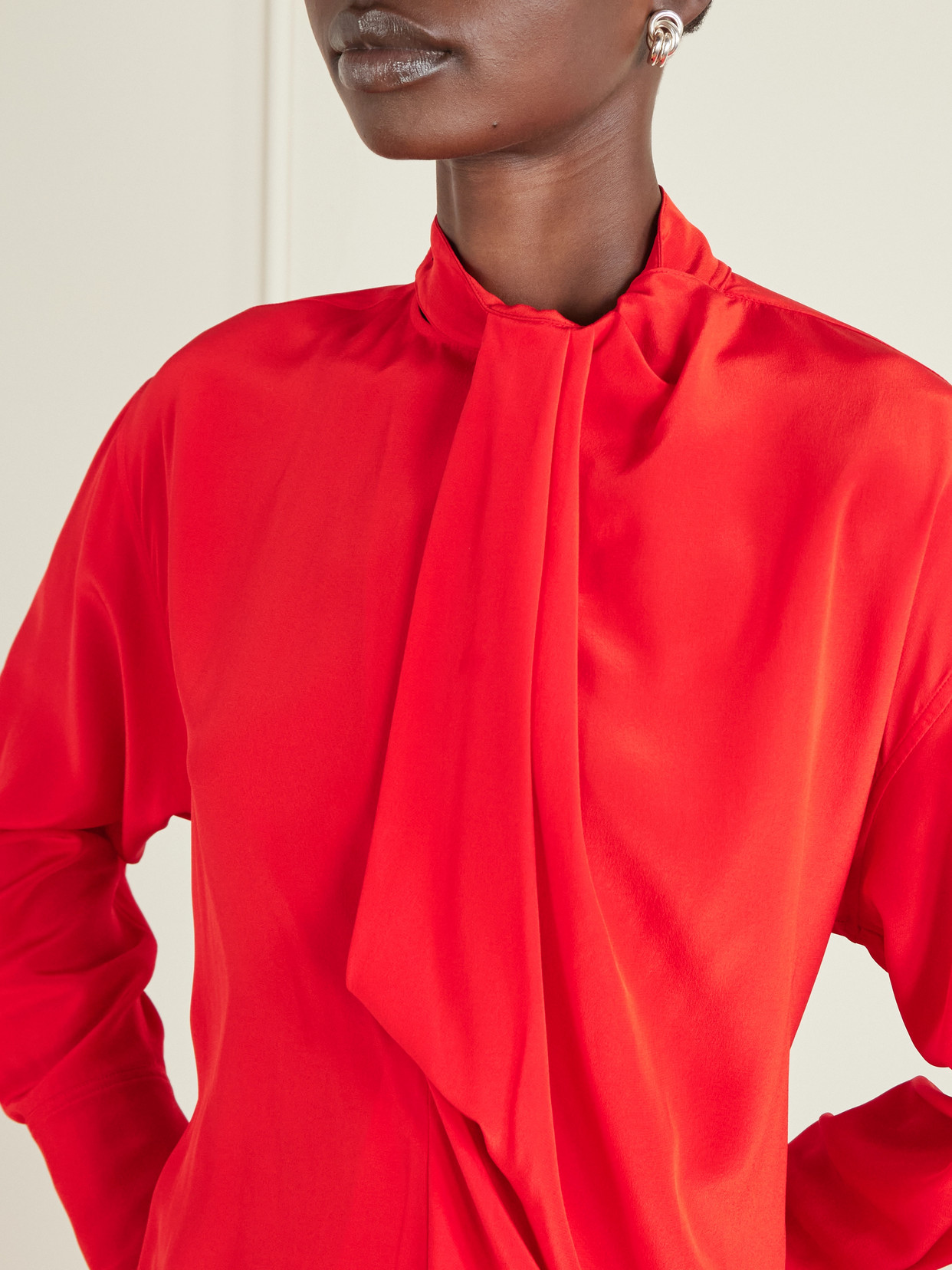 Victoria Beckham Draped Silk Blouse In Red