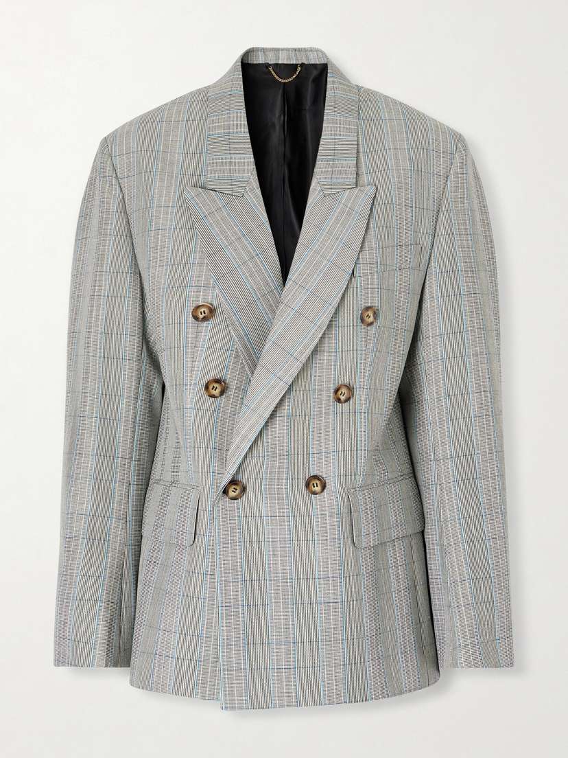 Victoria Beckham Double-breasted Checked Wool Blazer