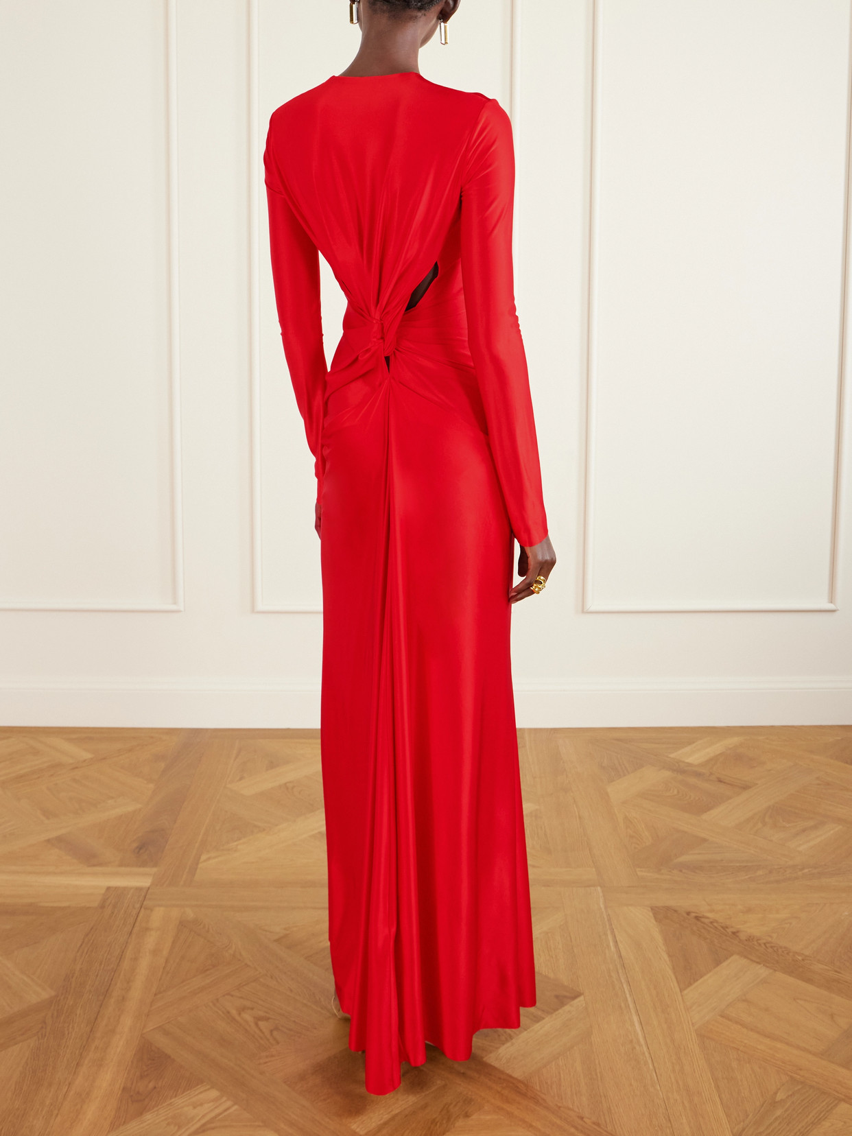 Victoria Beckham Gathered Satin Gown In Red