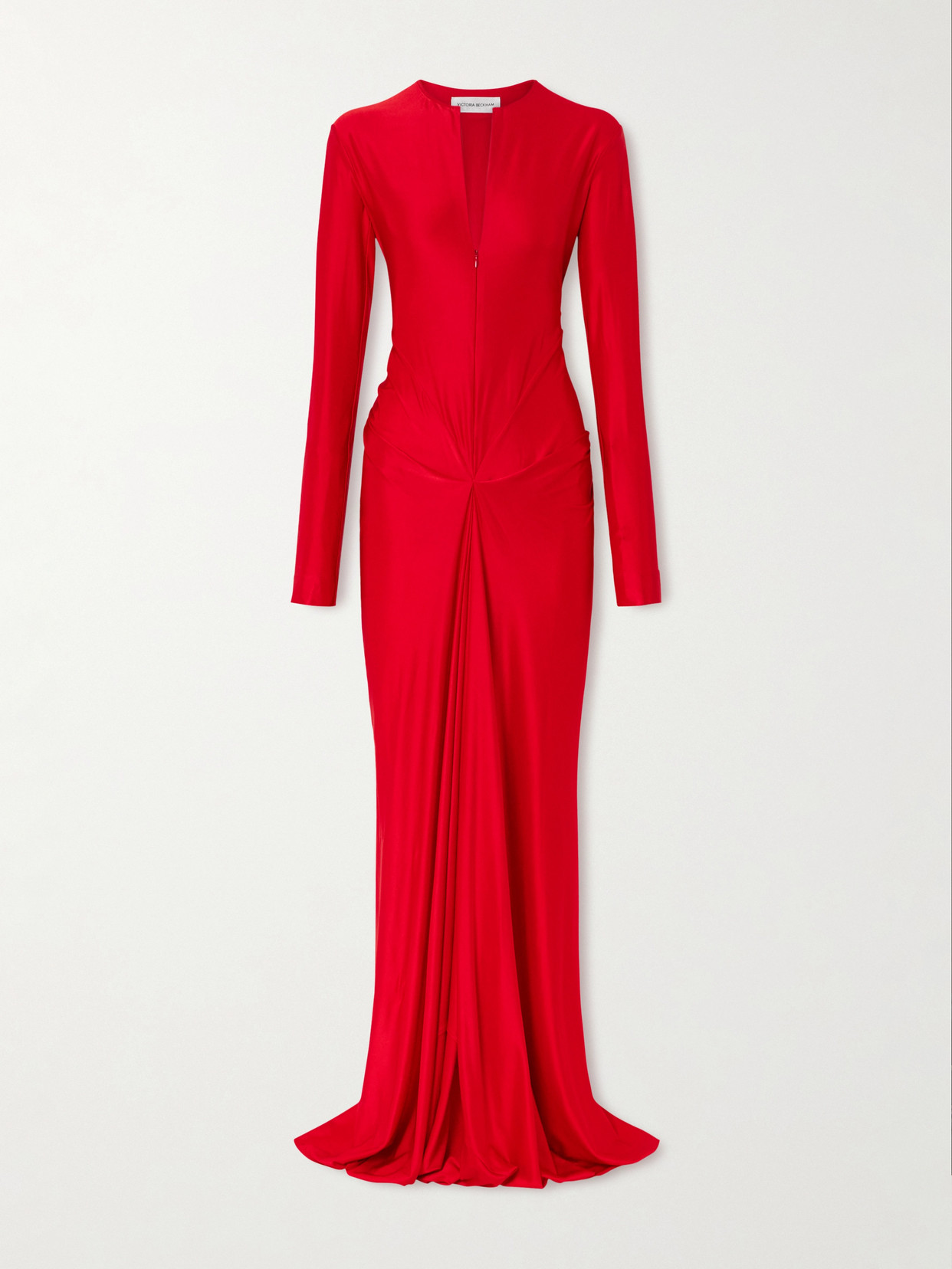 Victoria Beckham Gathered Satin Gown In Red