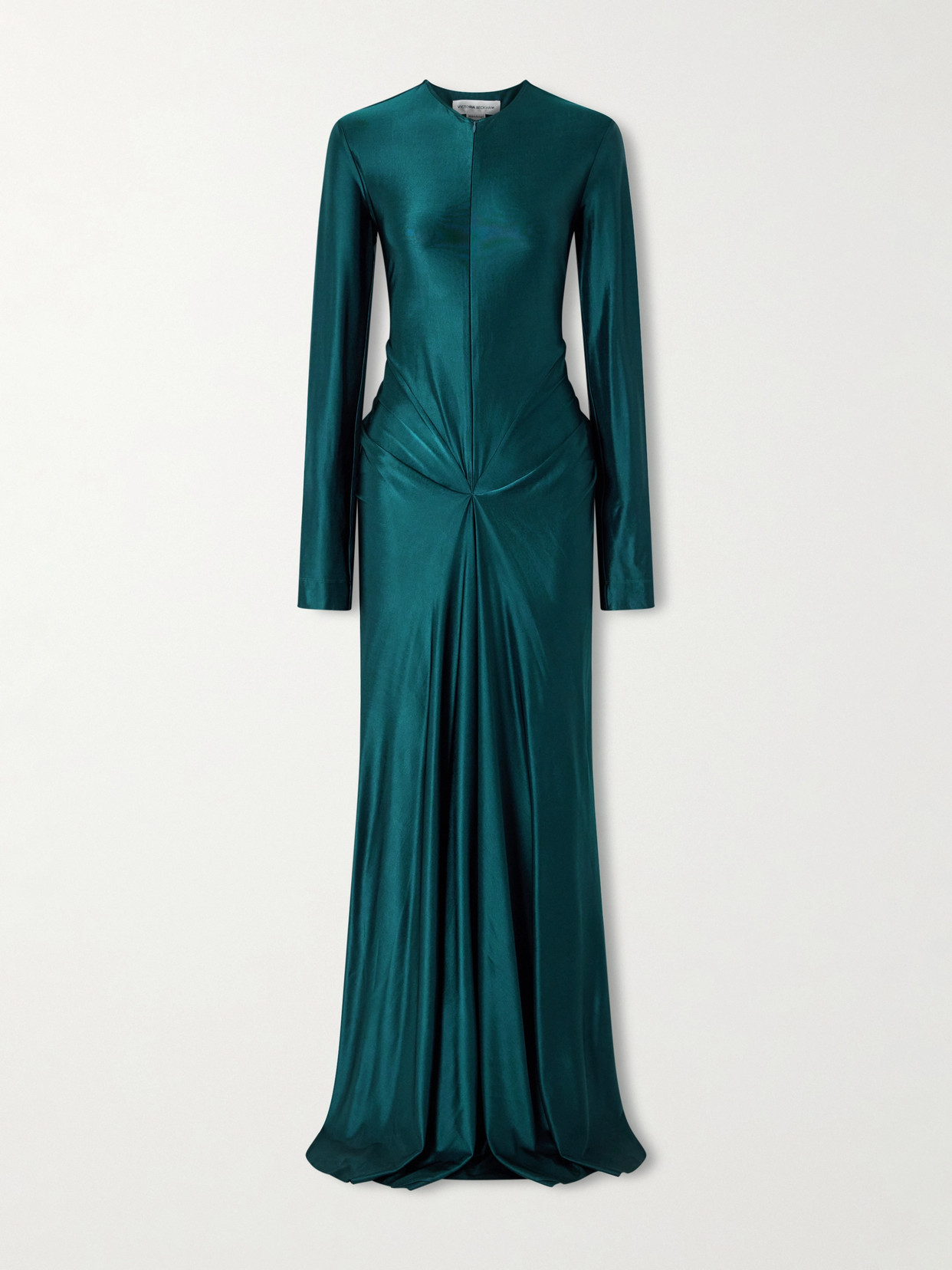 Victoria Beckham Gathered Satin Gown In Blue