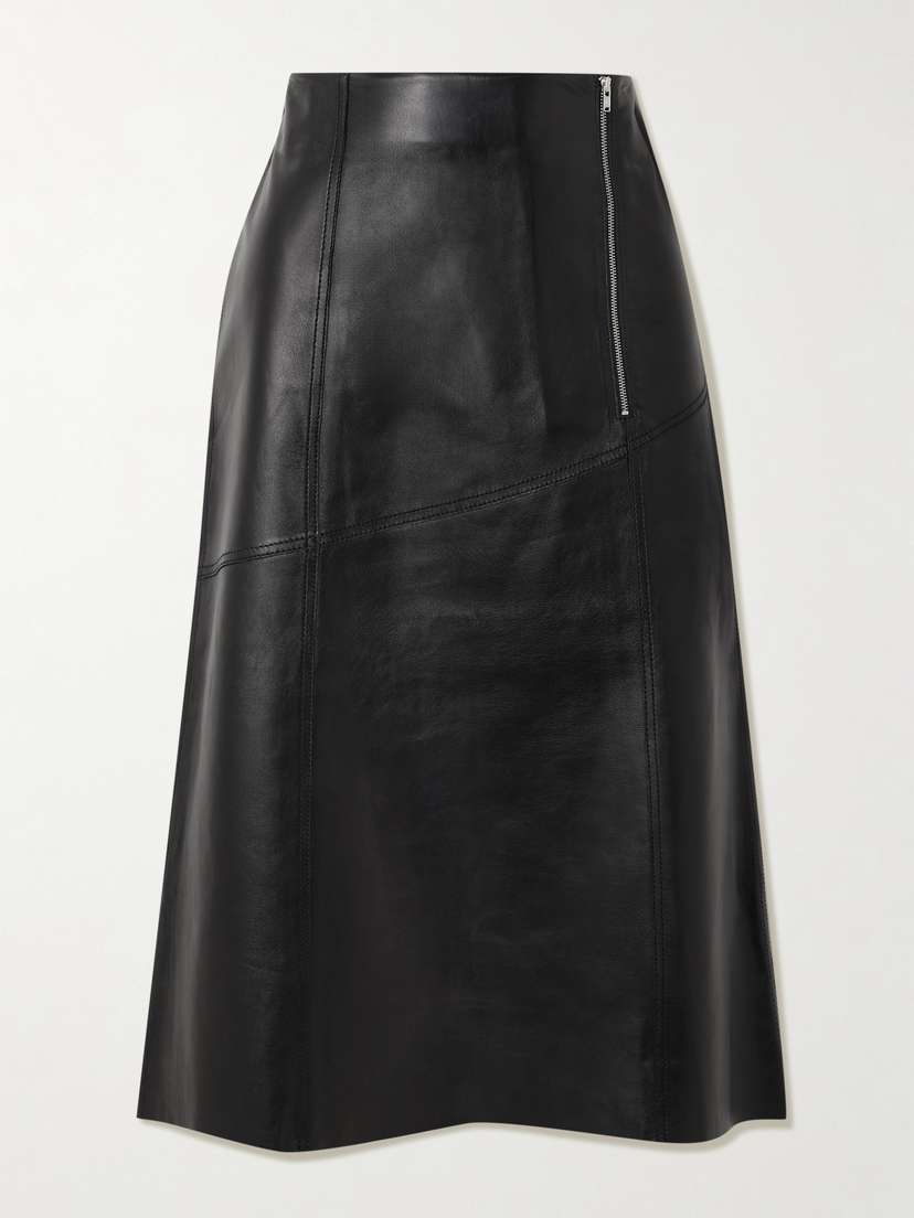 Victoria Beckham Paneled Leather Midi Skirt