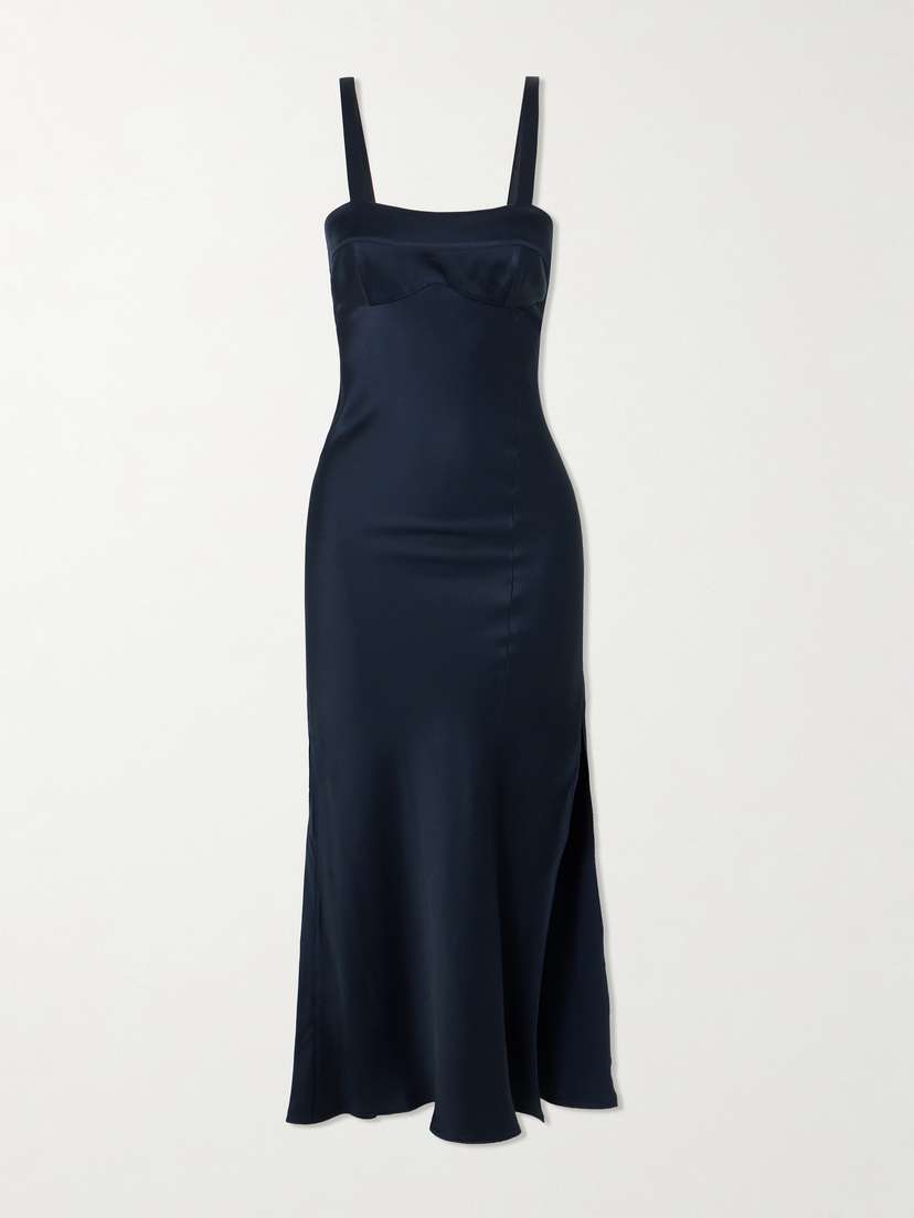 Victoria Beckham Paneled Satin Midi Dress