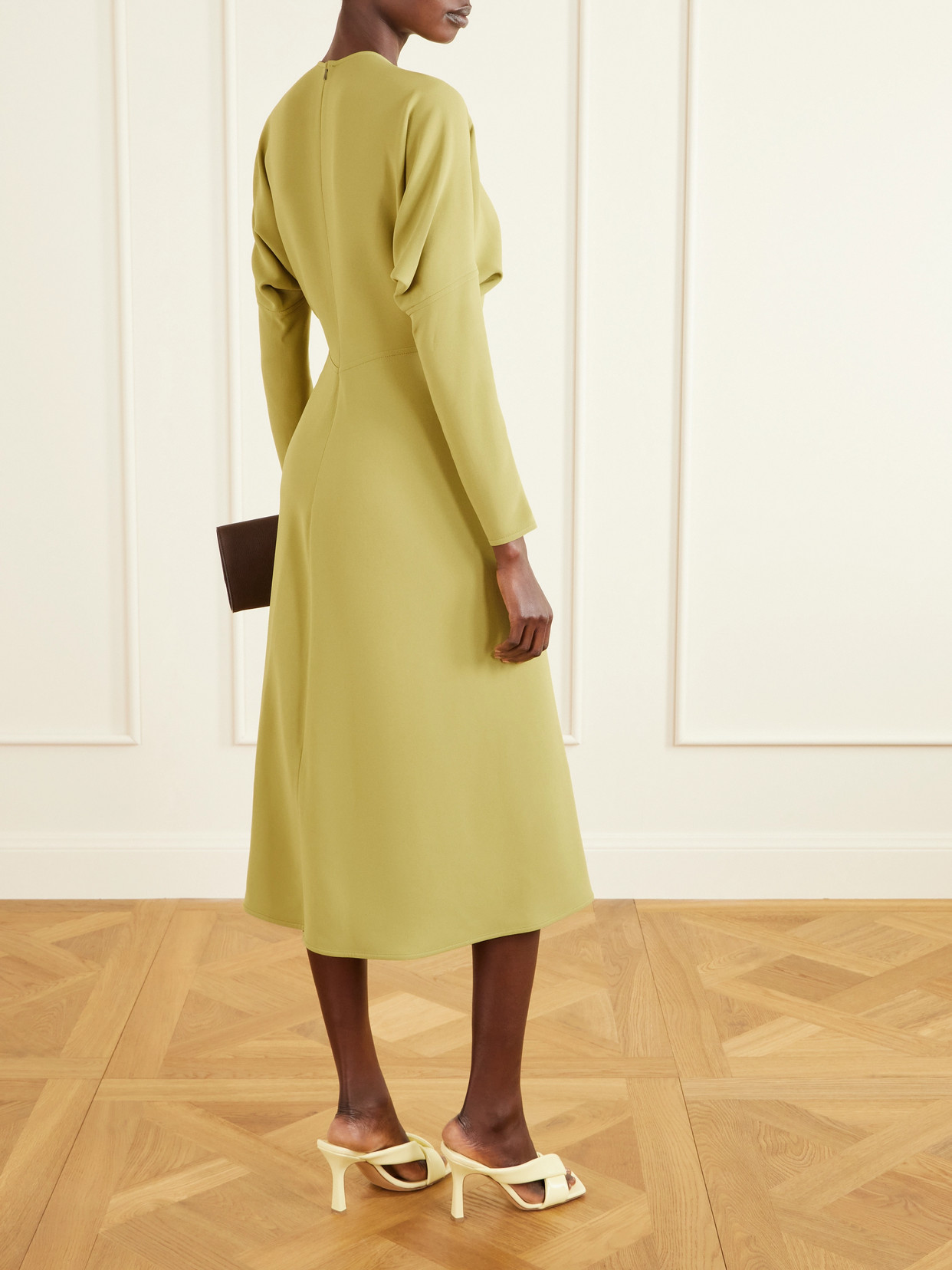 Victoria Beckham Crepe Midi Dress In Green