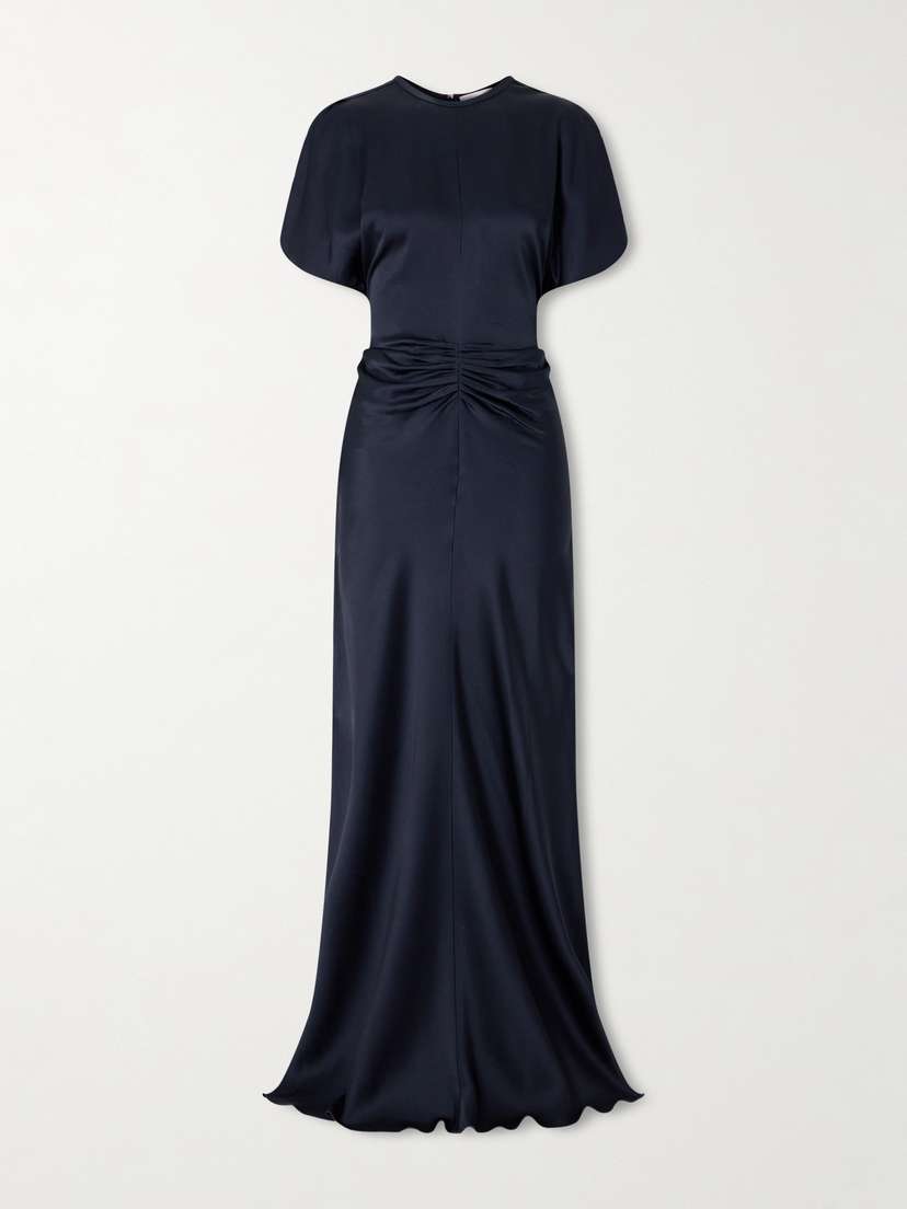 Victoria Beckham Ruched Satin Maxi Dress