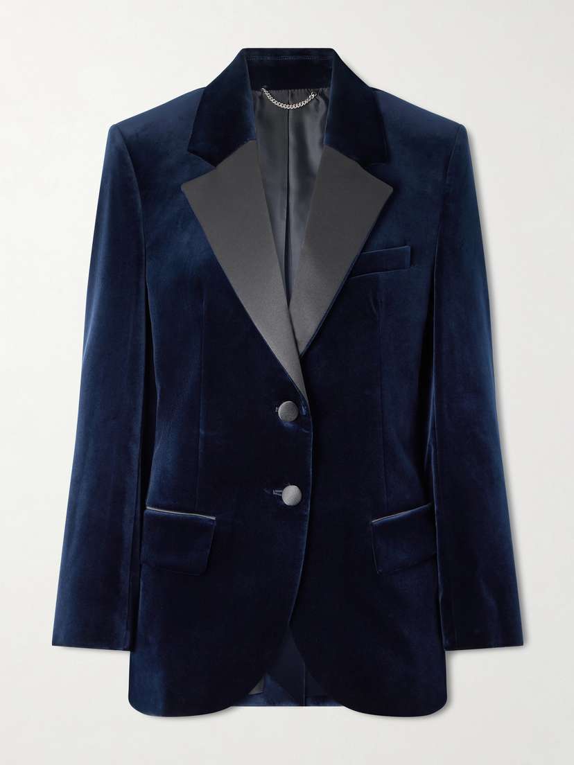 Victoria Beckham Satin-trimmed Velvet Blazer