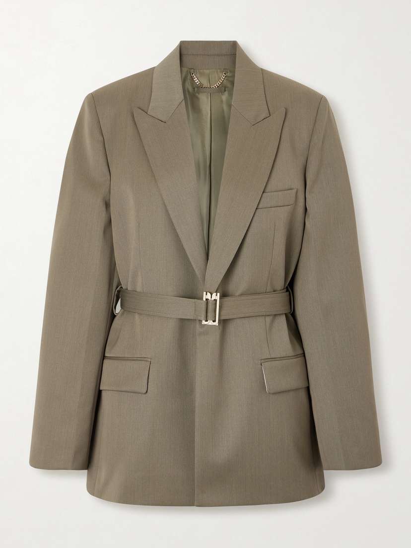 Victoria Beckham Belted Wool-blend Twill Blazer