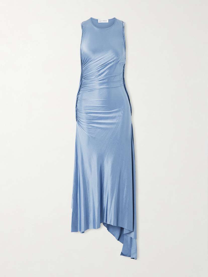 Victoria Beckham Asymmetric Gathered Satin-jersey Dress