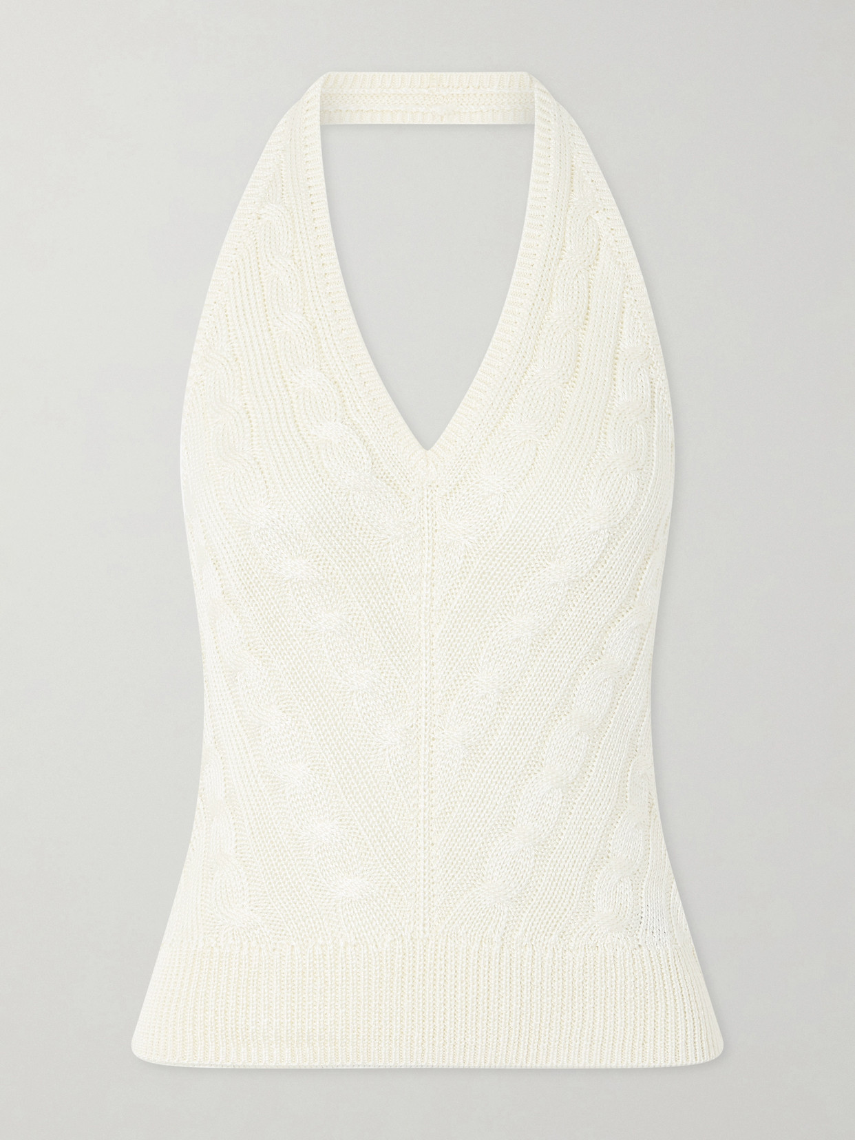 Ralph Lauren Cable-knit Silk Halterneck Top In White