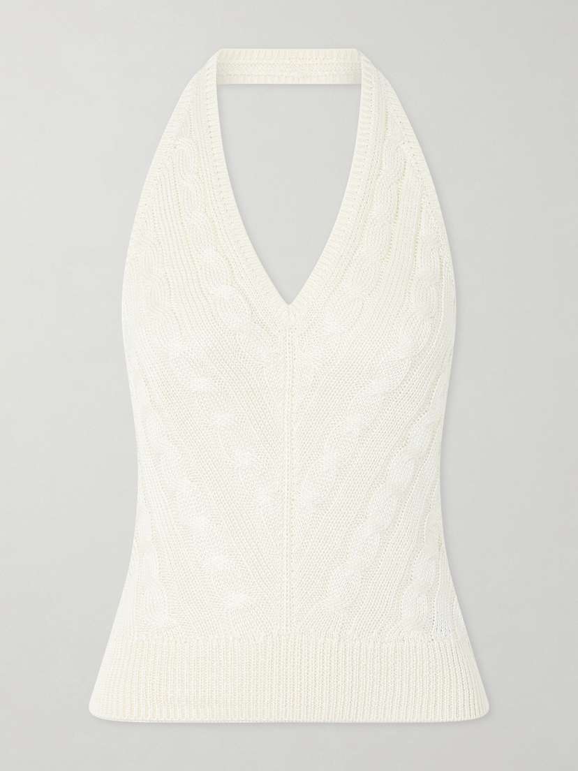 Ralph Lauren Collection Cable-knit Silk Halterneck Top