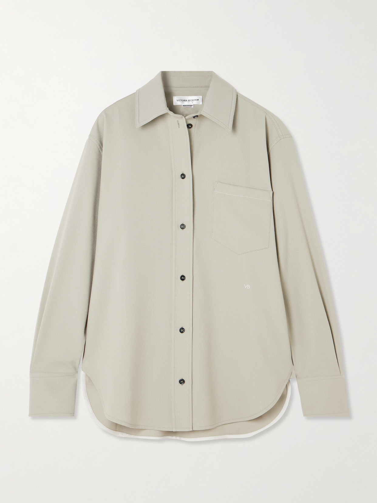 Victoria Beckham Embroidered Woven Shirt In Green