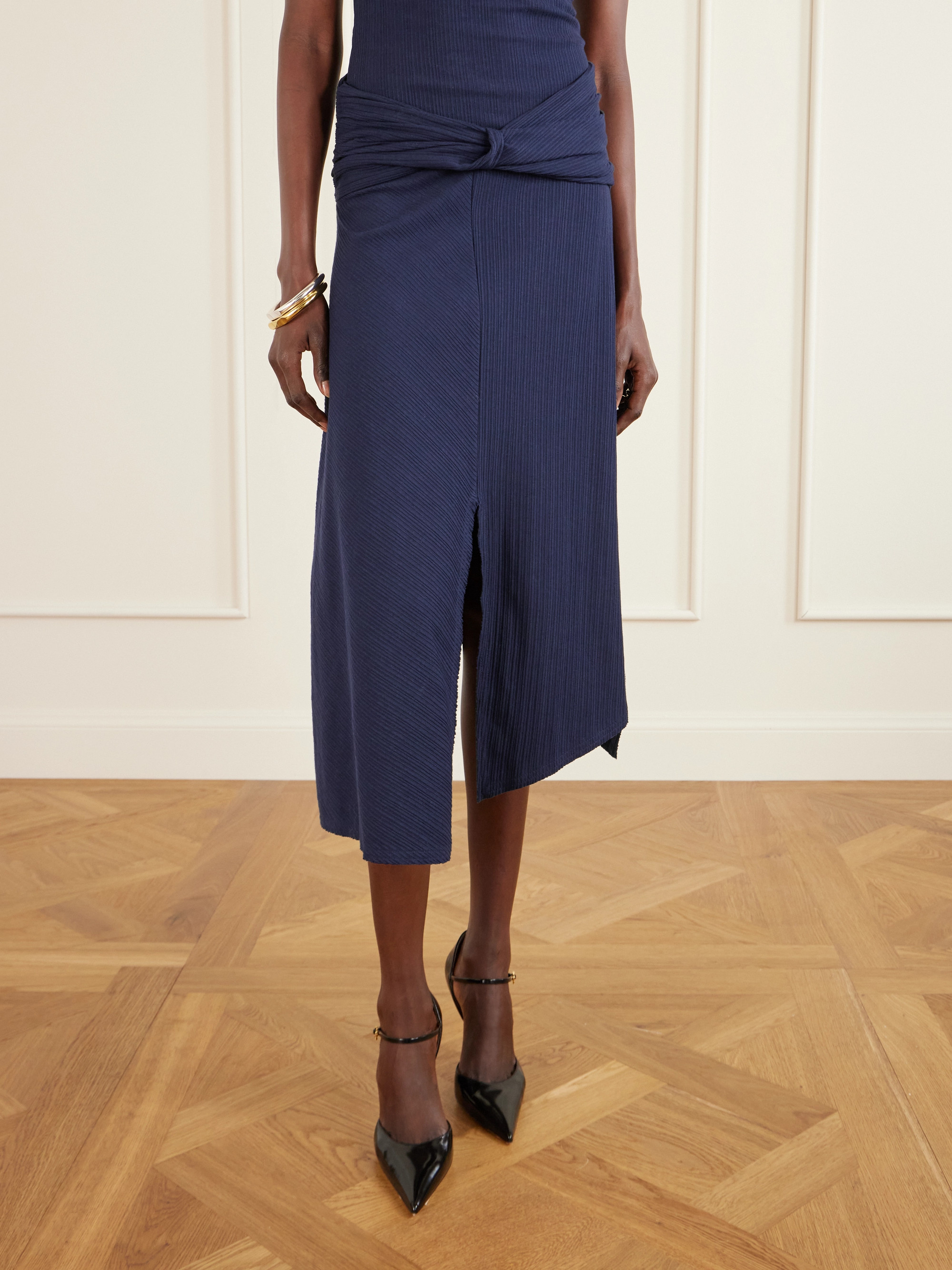 Victoria Beckham - Knotted stretch organic cotton-crepon midi