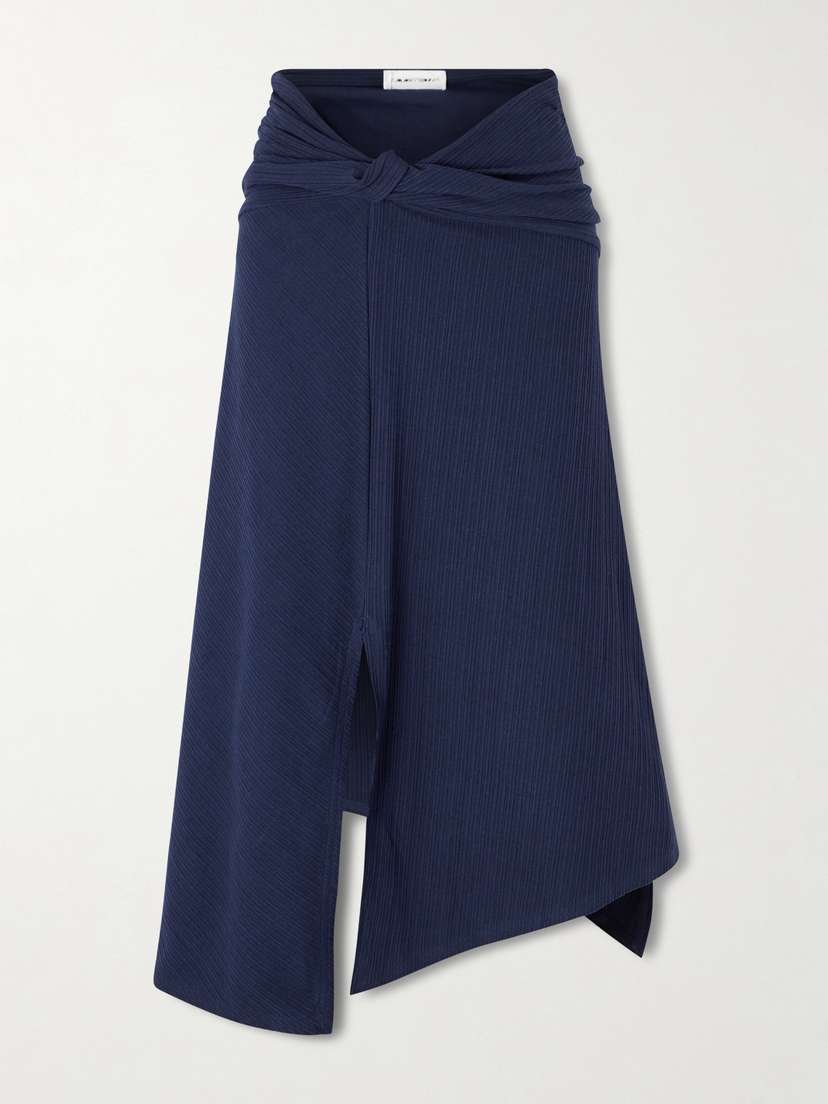 Victoria Beckham Knotted Stretch Organic Cotton-crepon Midi Skirt
