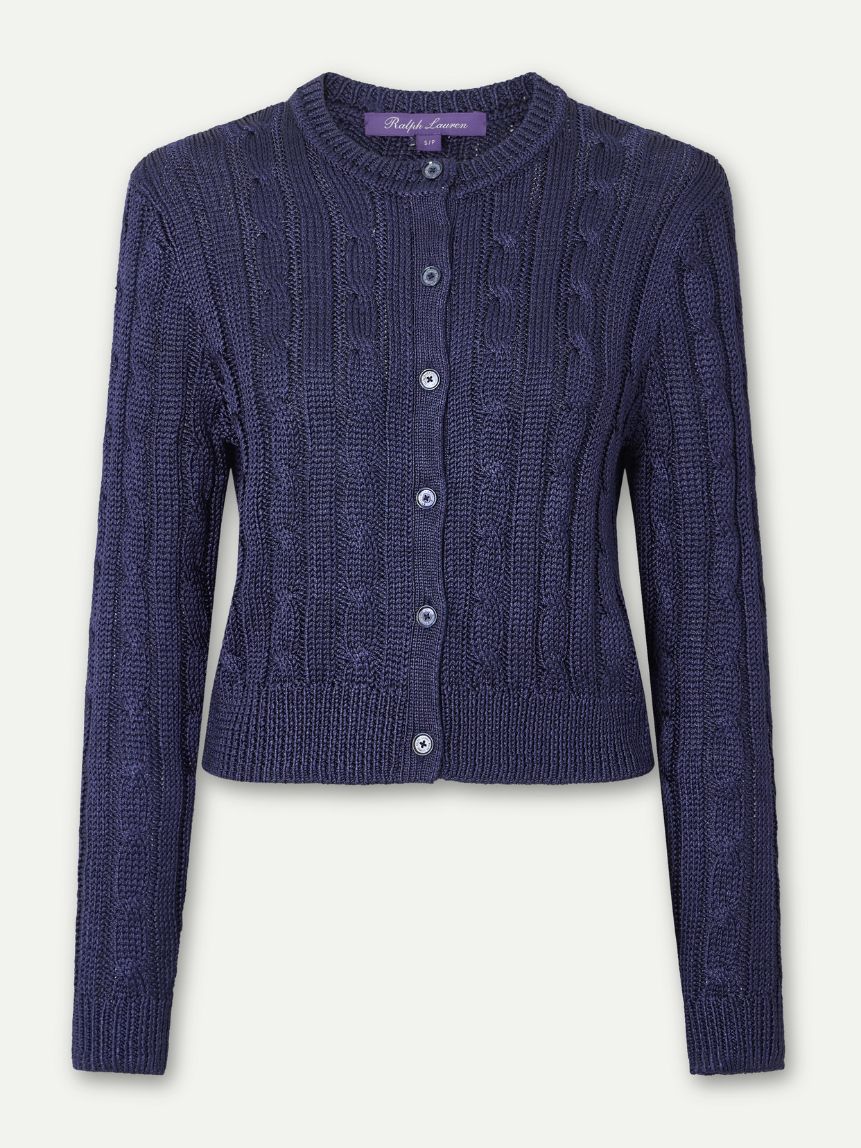 Ralph Lauren Cable-knit Silk Cardigan In Blue