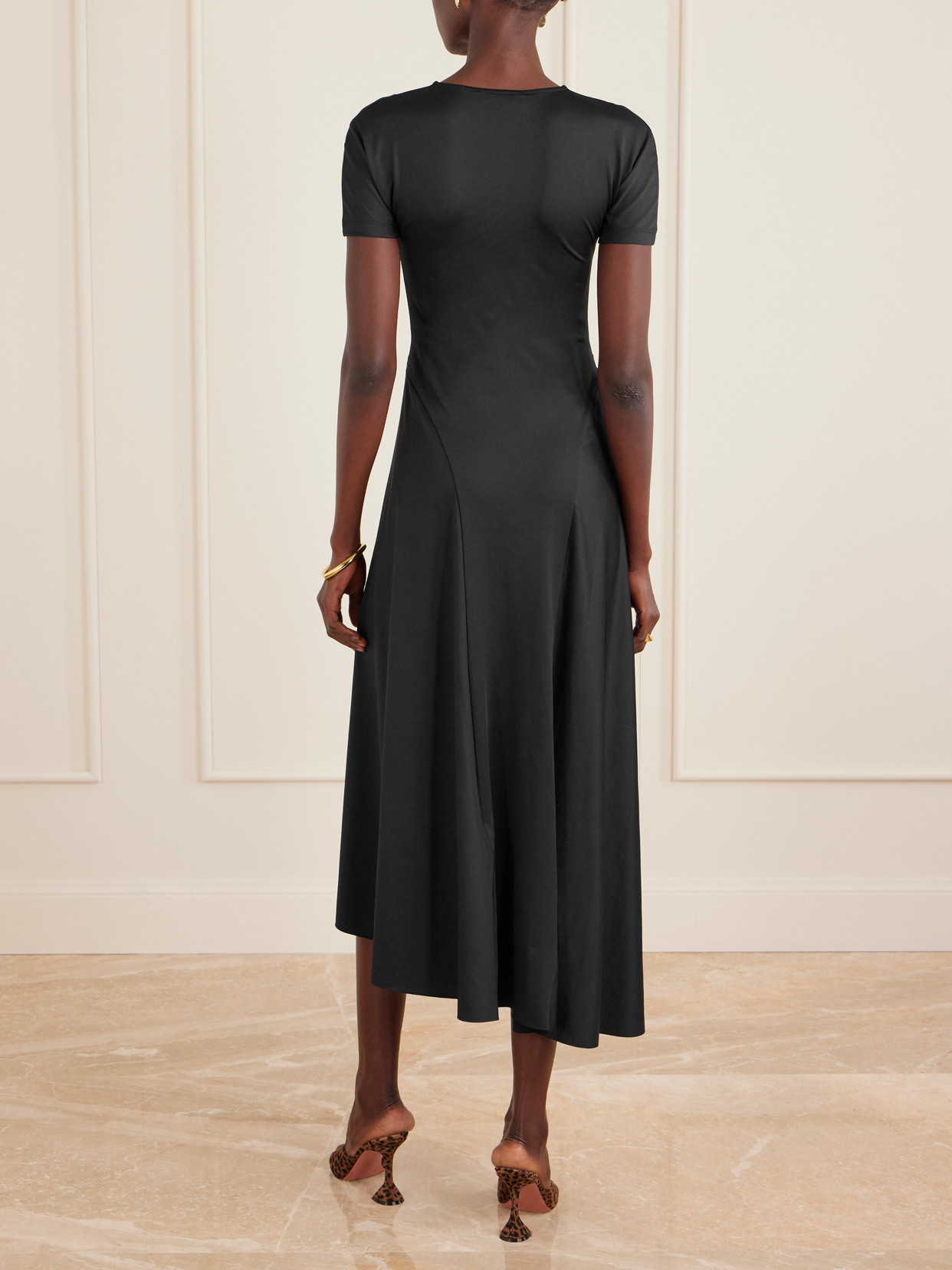 Victoria Beckham Stretch-jersey Zip-up Midi Dress In Black